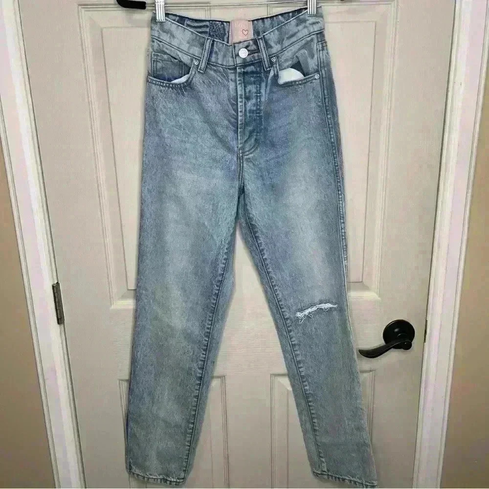Revice Denim Revice High Rise Straight Distressed Ankle Denim Jeans Sz 26